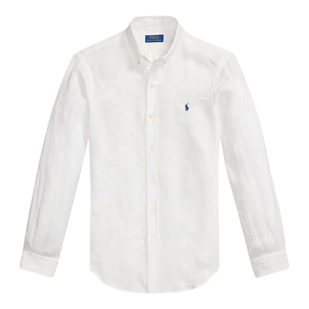 Ralph Lauren Men's White Casual Shirts, Xl, Linen Shirt With Embroidered Logo