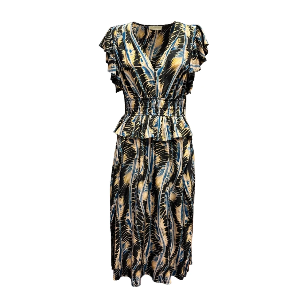 Ulla Johnson Multicolor Midi Dresses, Female, M, Brielle Dress V-Neck Silk Midi