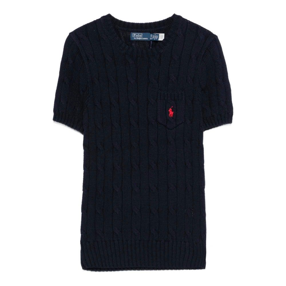 Polo Ralph Lauren Women's Blue Round-Neck Knitwear, Xs, Pony-Embroidered Jumper