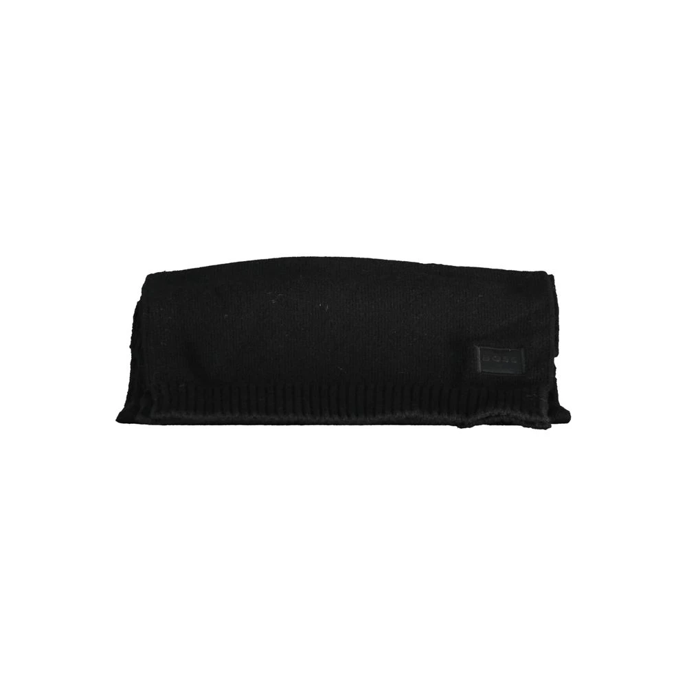 Hugo Boss Stijlvolle Winter Sjaals met Logo Applicatie Black Heren