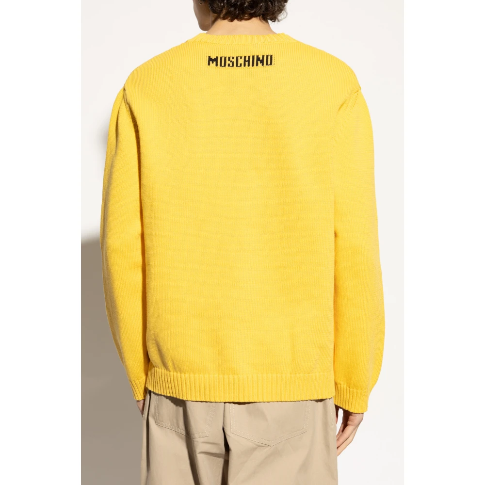 Moschino Gebreide trui met patroon Yellow Heren