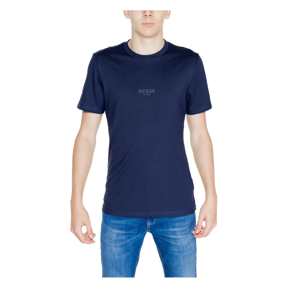 Guess Klassiskt Logo Crew Neck Tee Blue, Herr