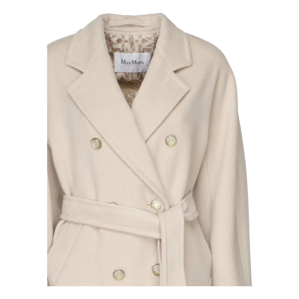 Max Mara Beige Wol Kasjmier Dubbel-Breasted Jas Beige Dames