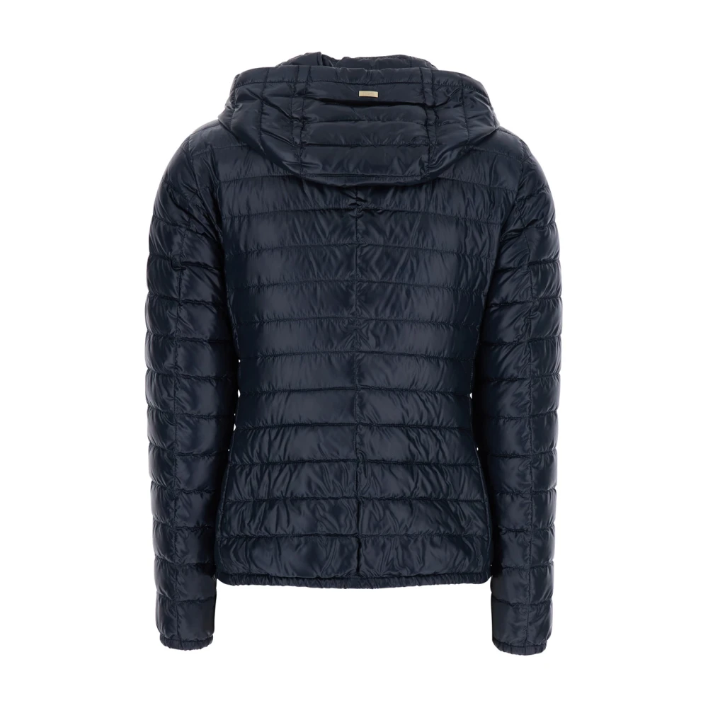 Herno Blauwe donsjas met trekkoord capuchon Blue Dames