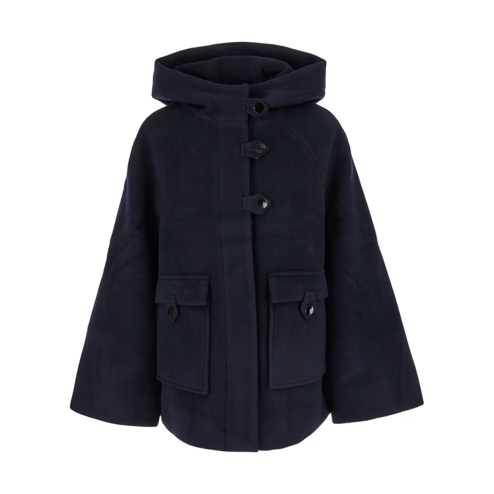 Ganni Gekookte wol midi-jas Blue Dames