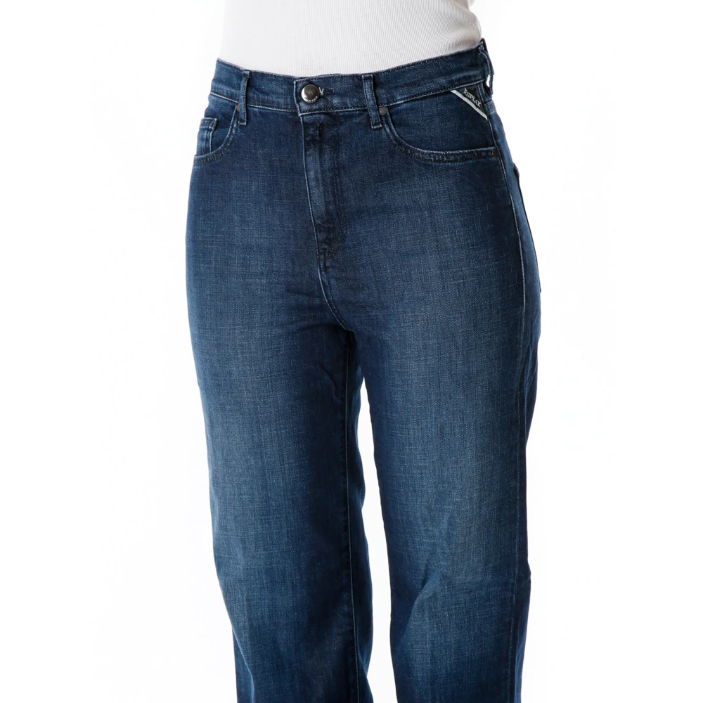Replay Relaxed Straight Fit Mid Waist Jeans Blue Dames