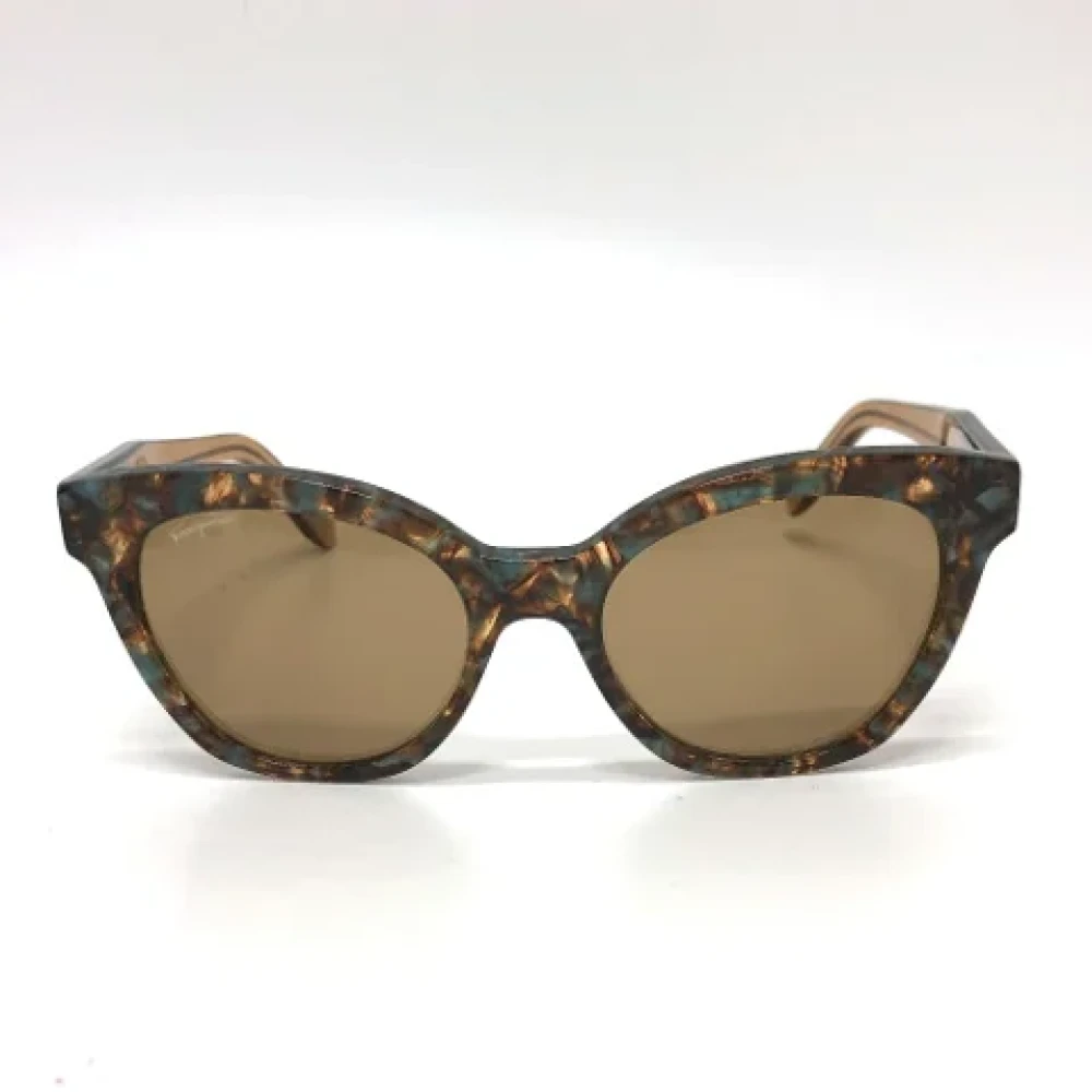 Salvatore Ferragamo Pre-owned Fabric sunglasses Brown Dames