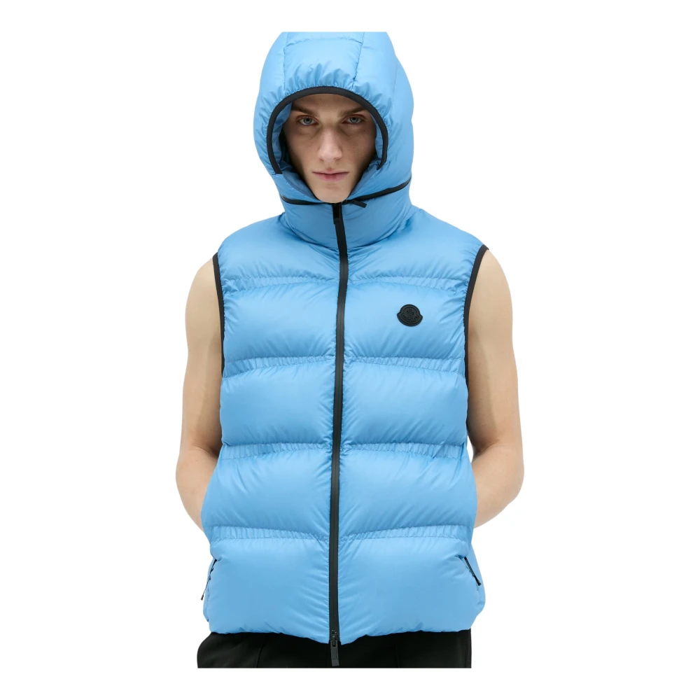Moncler Dons Gilet met Logo Patch Blue Heren