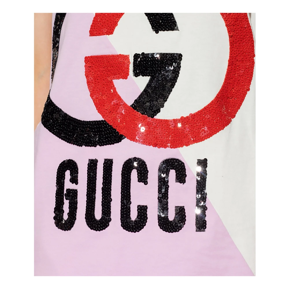 Gucci Mouwloze Katoenen Top met Pailletten Multicolor Dames