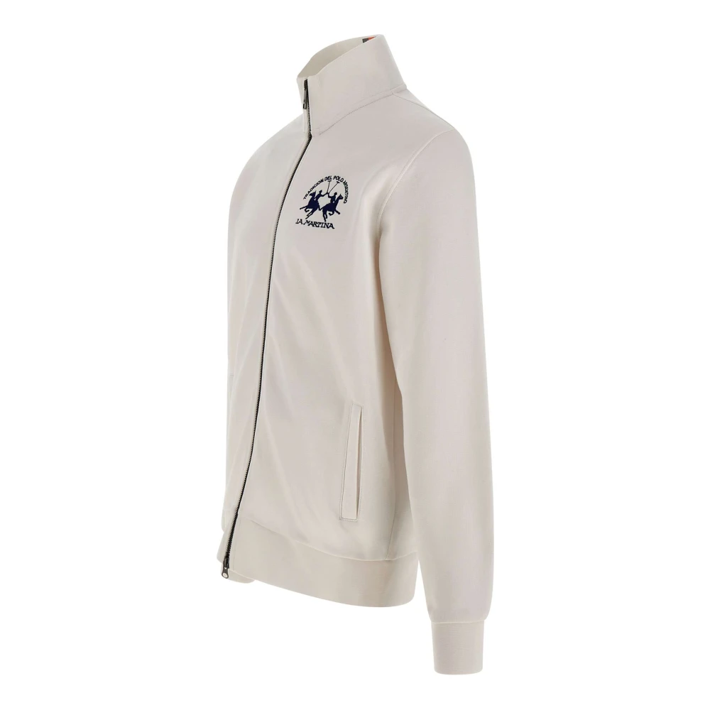 LA MARTINA Witte Katoenen Sweatshirt met Ritssluiting White Heren