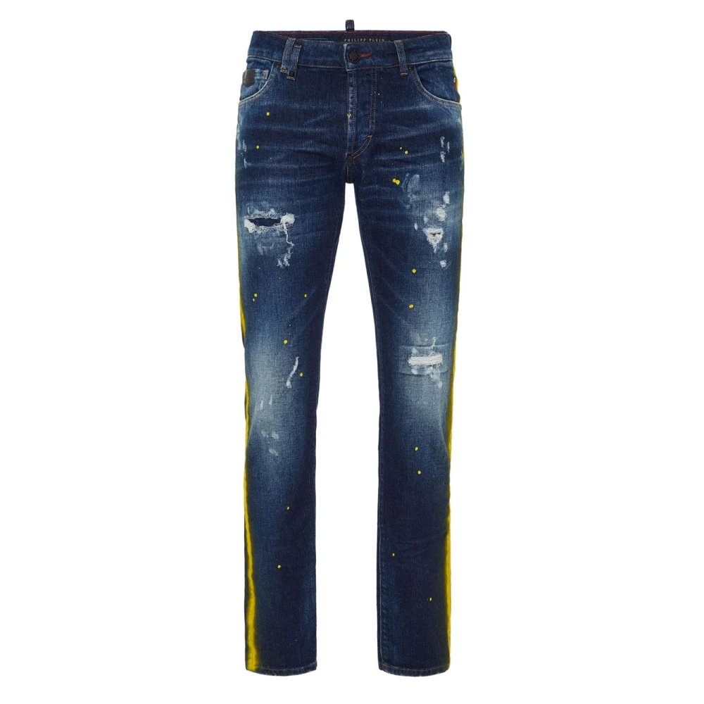Philipp Plein Men's Blue Straight Fit Jeans, W31, Sleek Straight Cut Denim Jeans
