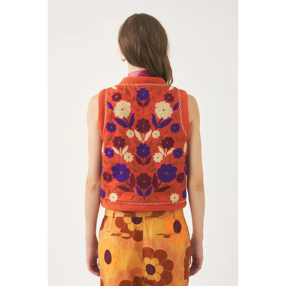 Antik batik Geborduurd mouwloos vest Tady Multicolor Dames
