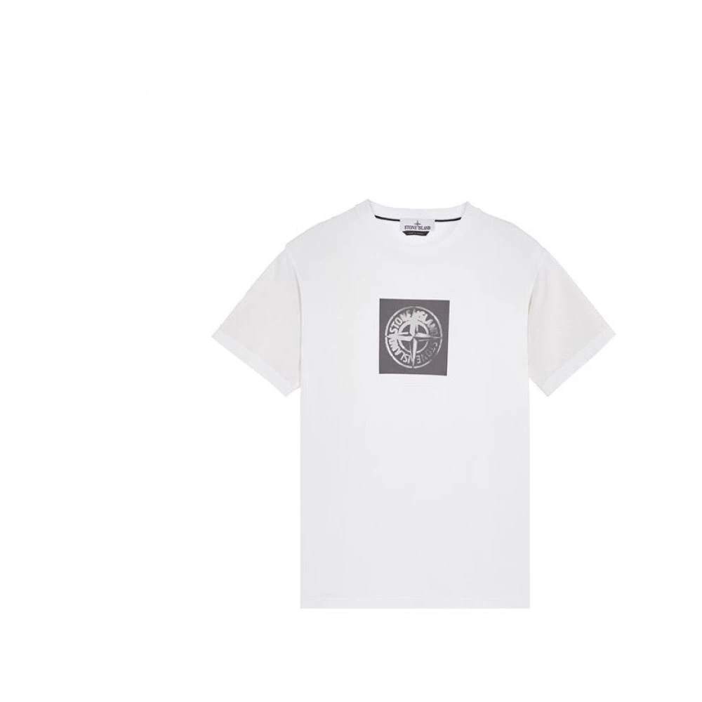 Stone Island Witte Katoenen T-shirt met Print White Heren
