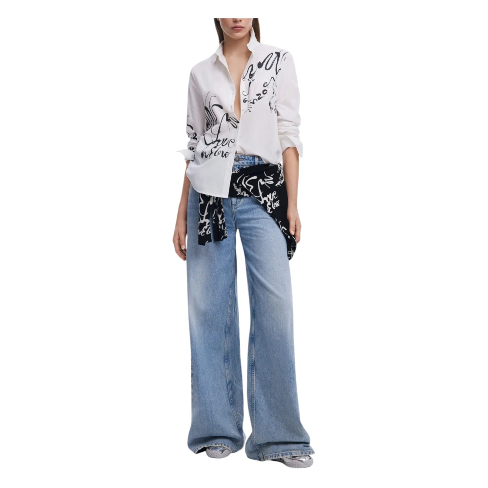 Desigual Lange Mouwen Shirt voor Dames Lente Zomer White Dames