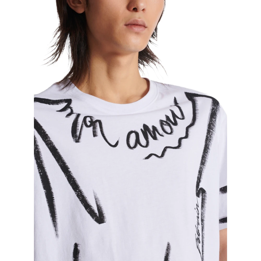 Balmain T-shirt met 'Love Letter' print White Heren