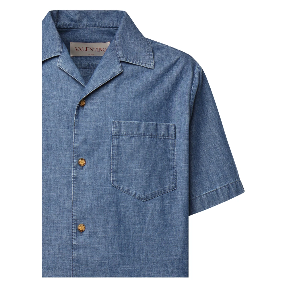 Valentino Garavani Blauw Katoenen Knoopshirt Blue Heren