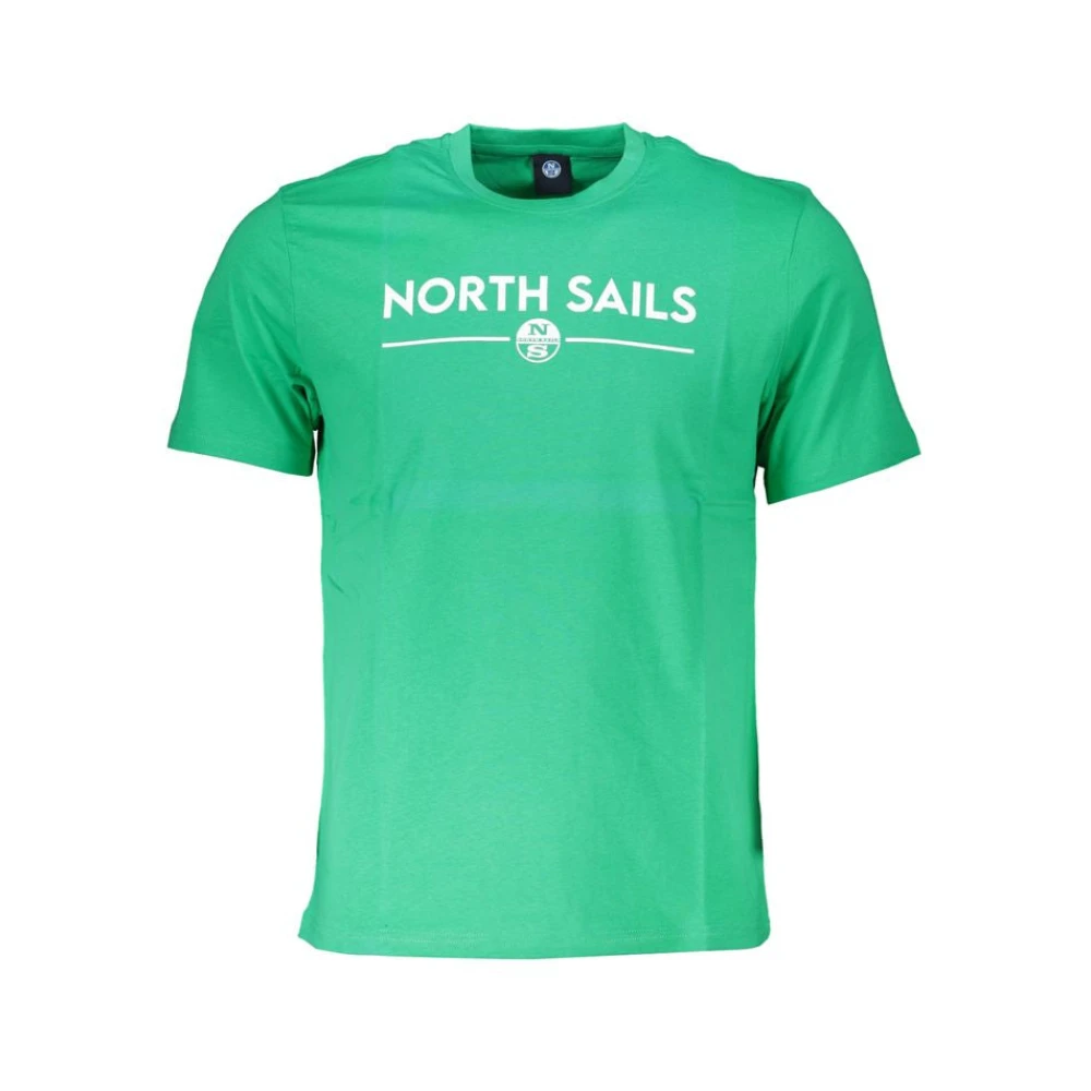 North Sails Herr Grön Toppar L, Bomull, Bomull Print Logo T-Shirt