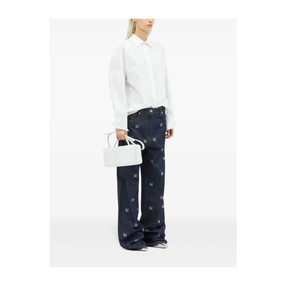 Msgm Blauwe Denim Jeans met Strass Applicatie Blue Dames