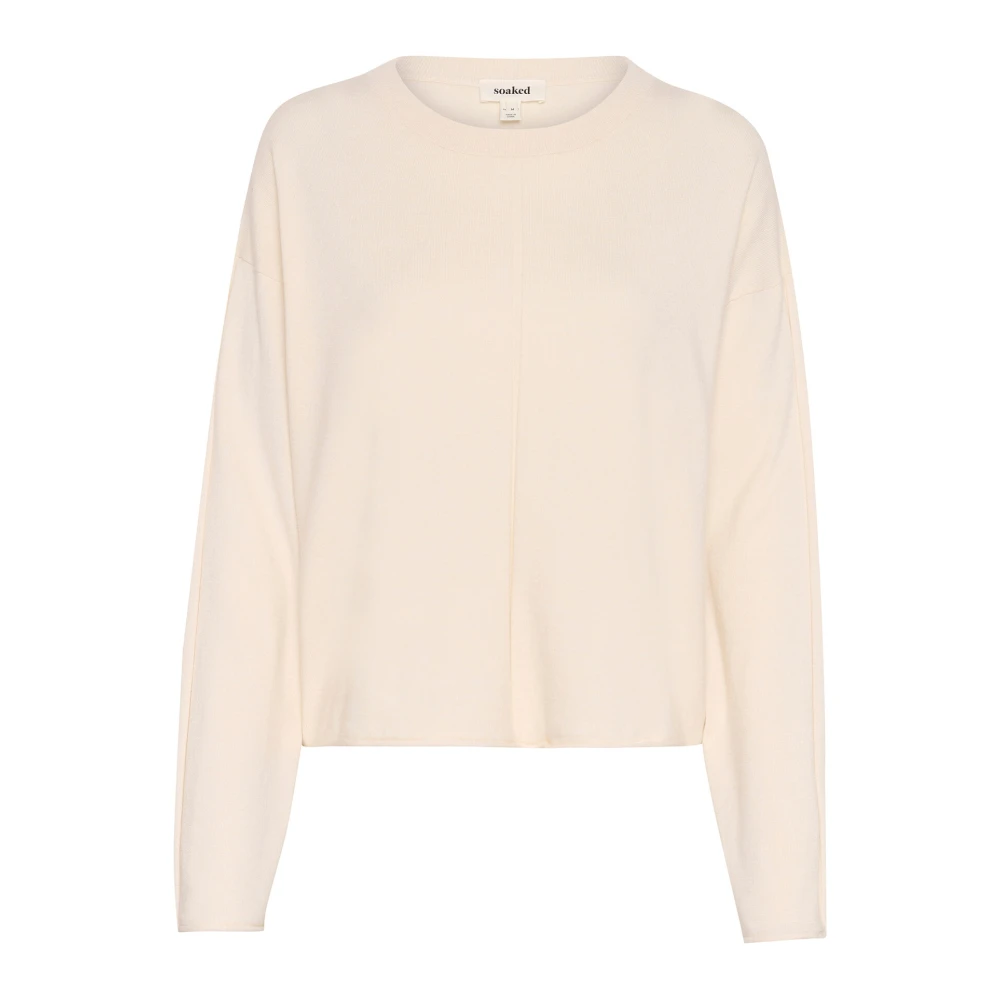 Soaked in Luxury Boxy Crew-Neck Gebreid Witgrijs Beige Dames