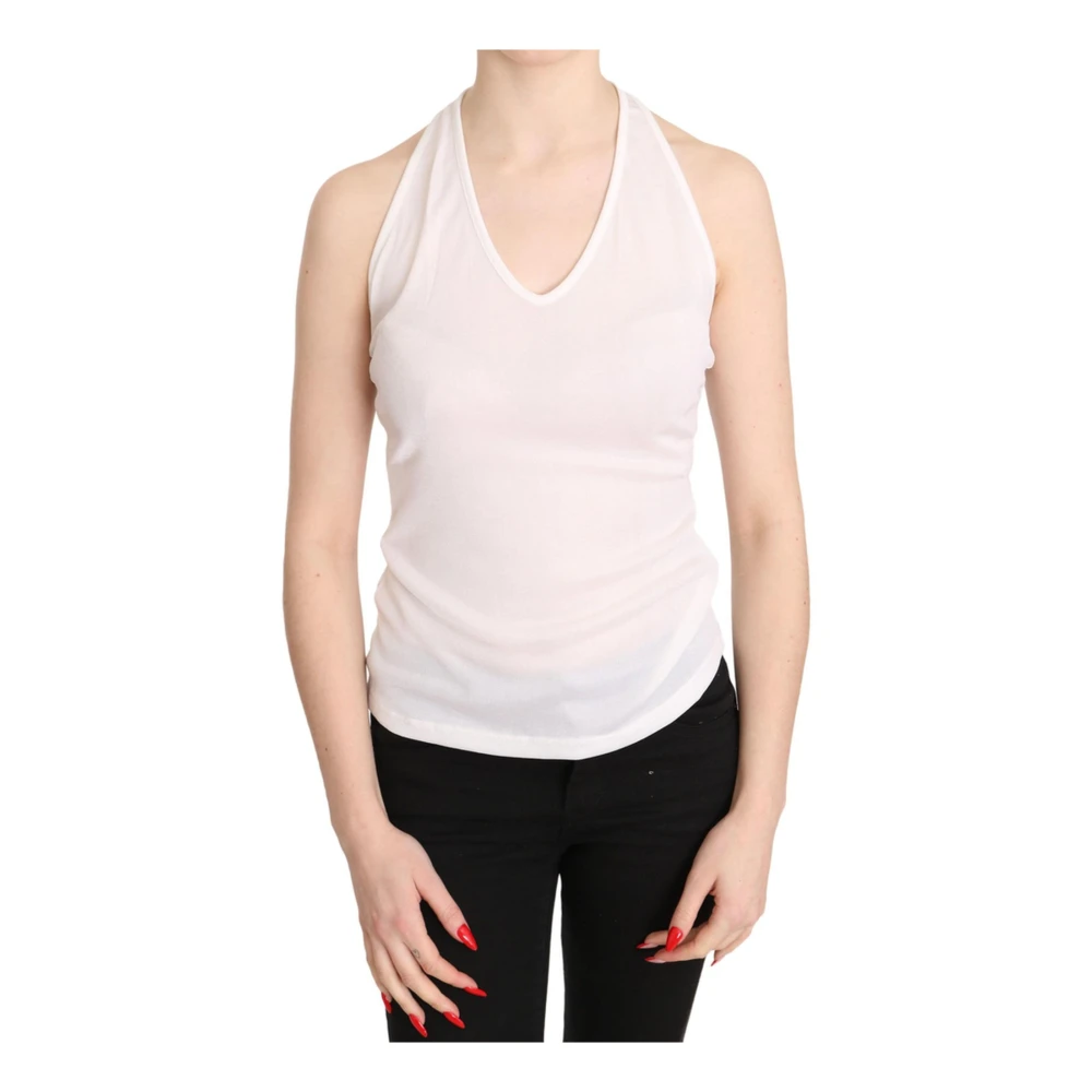 Gianfranco Ferré Women's White Sleeveless Tops, 2XS, Halter Sleeveless Sleeveless Top