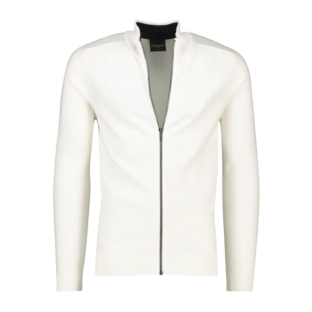 Cavallaro Witte Zip-through Sweatshirt White Heren