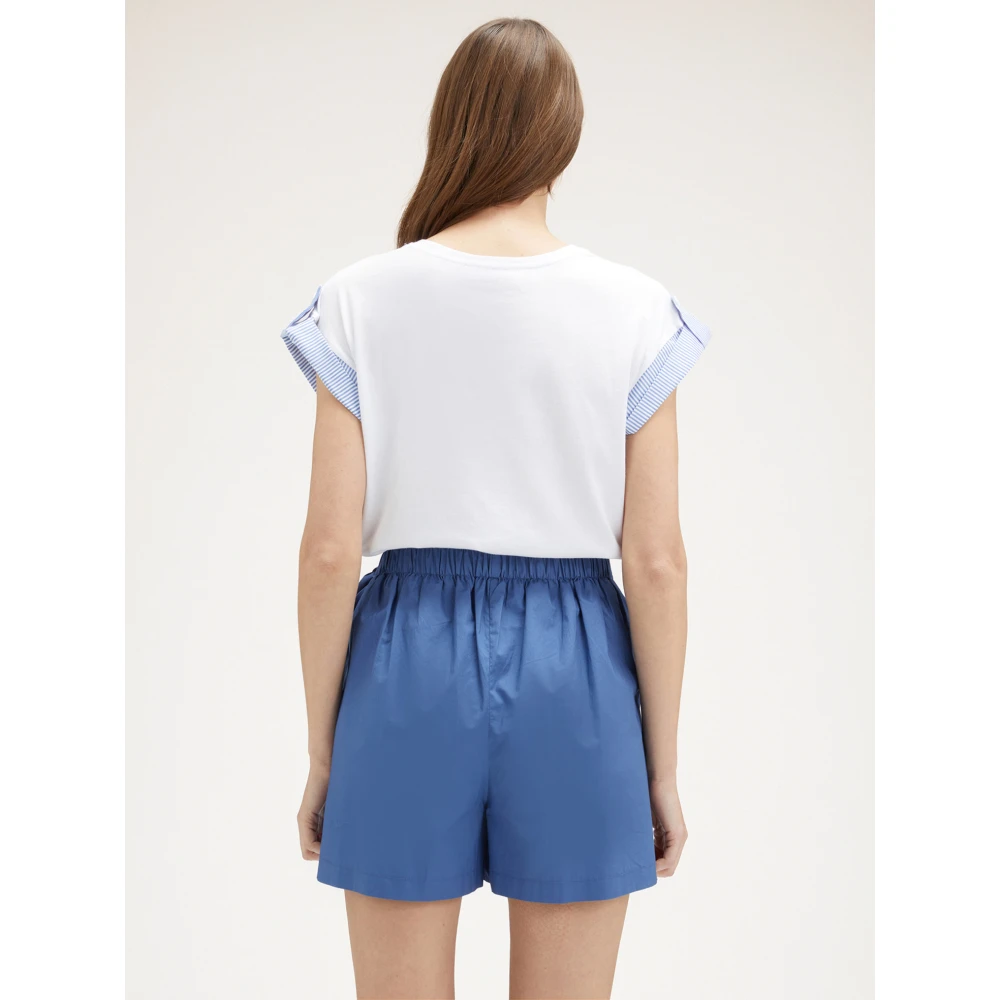 Motivi Kimono Style T-Shirt met Contrastboorden White Dames