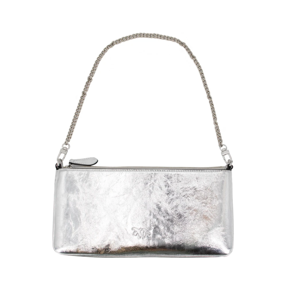 pinko Platte tas met metalen kettingriem Gray Dames