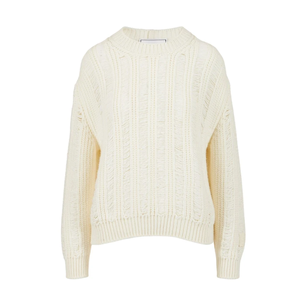 Iceberg Crew-neck sweater in mouliné nylon wool White Dames