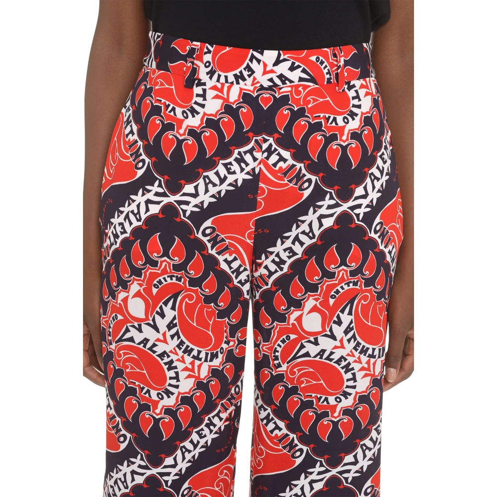 Valentino Zijden Broek All Over Print Multicolor Dames