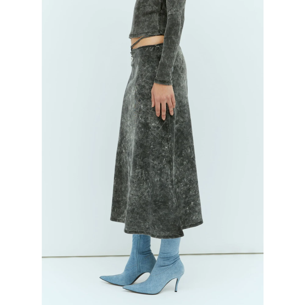 Diesel Gemarmerde Wraparound Midi Rok Gray Dames