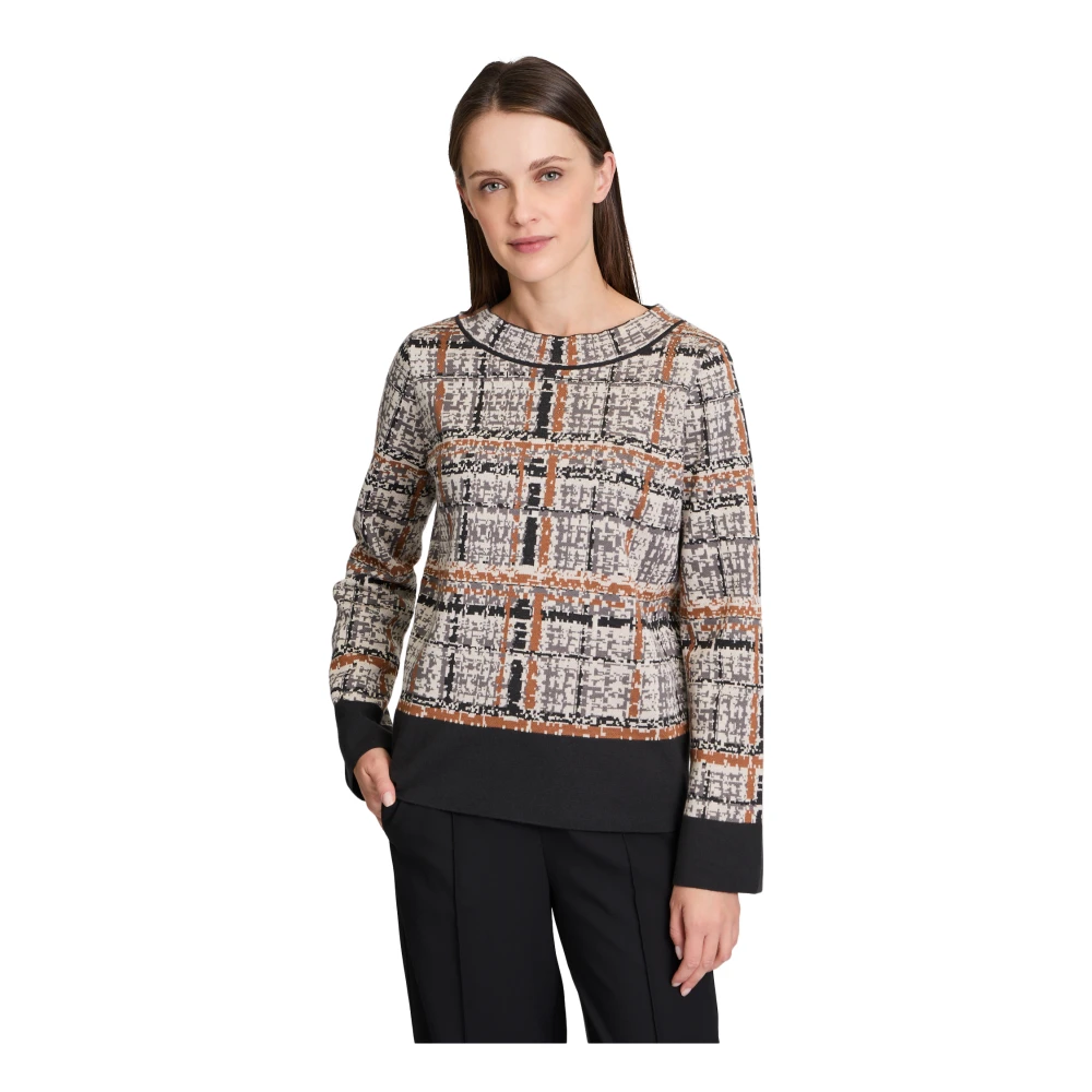 Betty Barclay Jacquard Gebreide Trui met Hotfix-details Gray Dames