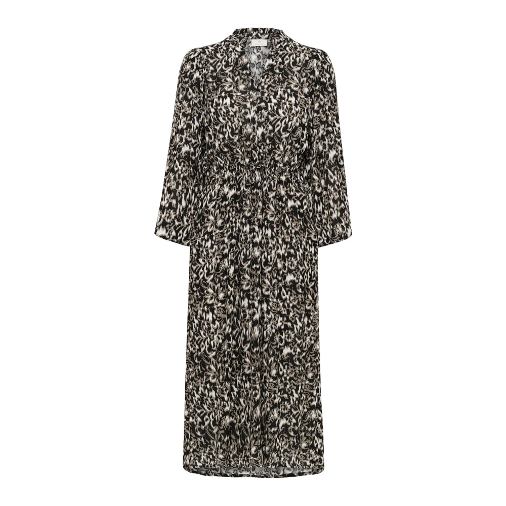 Kaffe Grafische bloem Kalf Jurk Zwart Olifanten Multicolor Dames