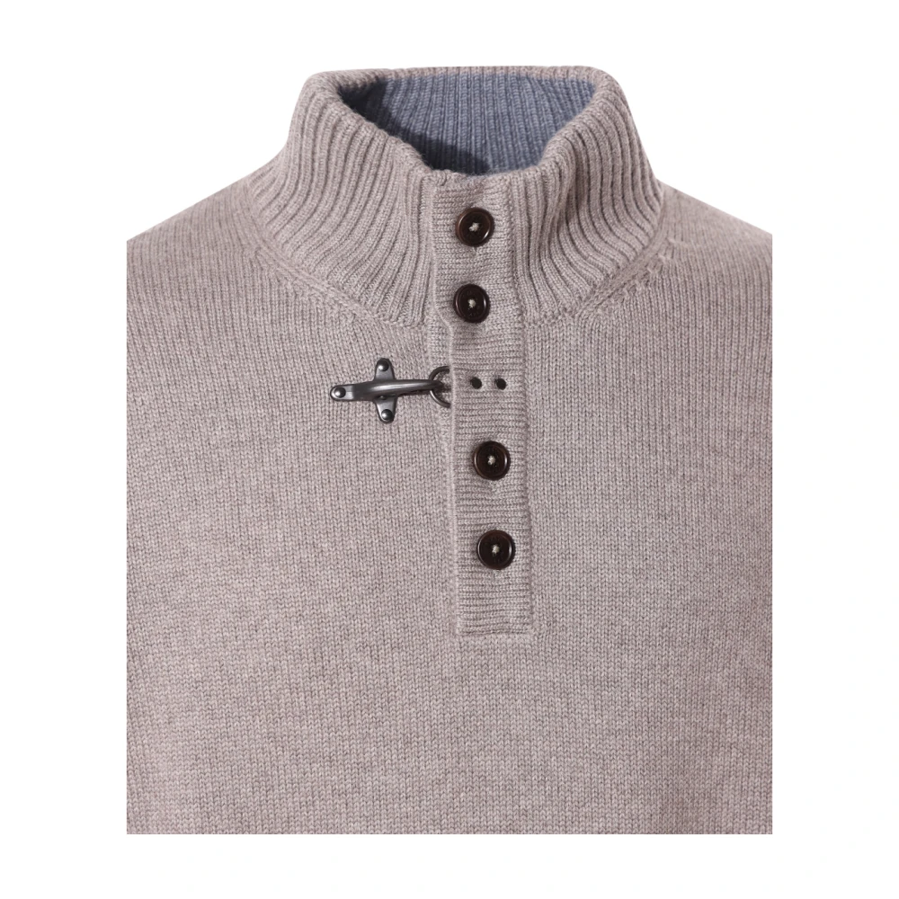 Fay Grijze Coltrui met Hoge Kraag en Knoopsluiting Gray Heren
