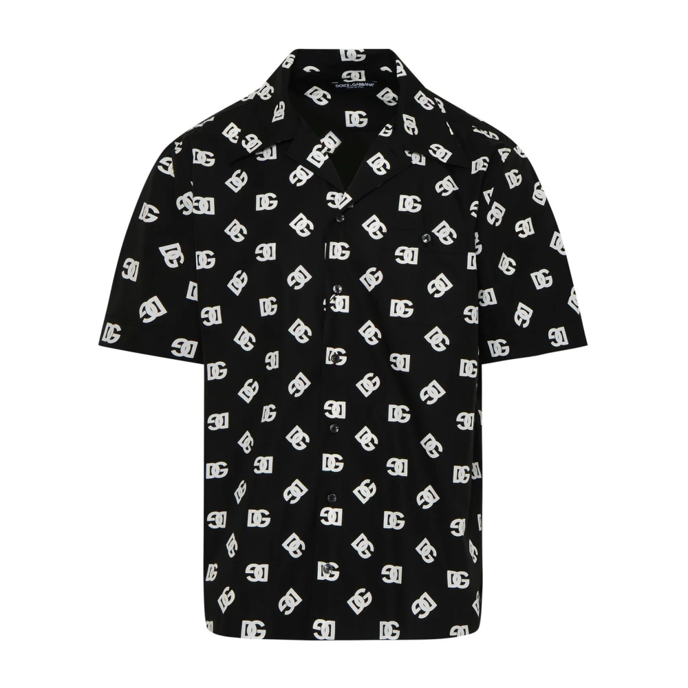 Dolce & Gabbana Zwarte katoenen shirt met DG-logo Black Heren