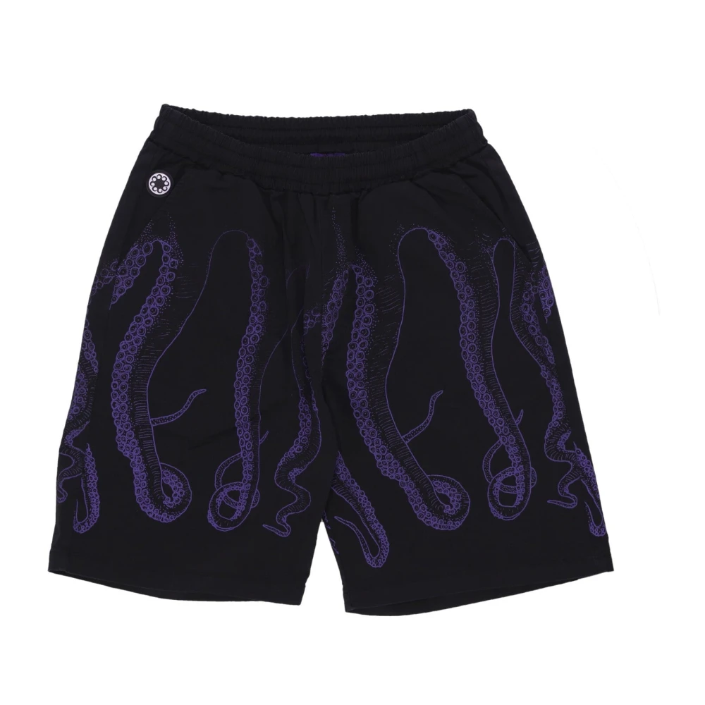 Octopus Zwart Paarse Jogger Shorts Lichtgewicht Stof Black Heren