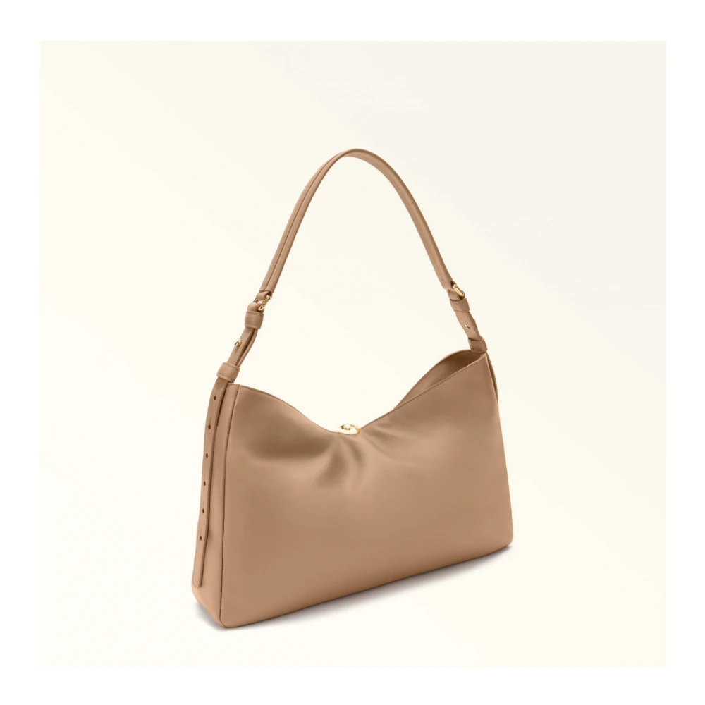 Furla Zachte Leren Schoudertas in Woestijn Brown Dames