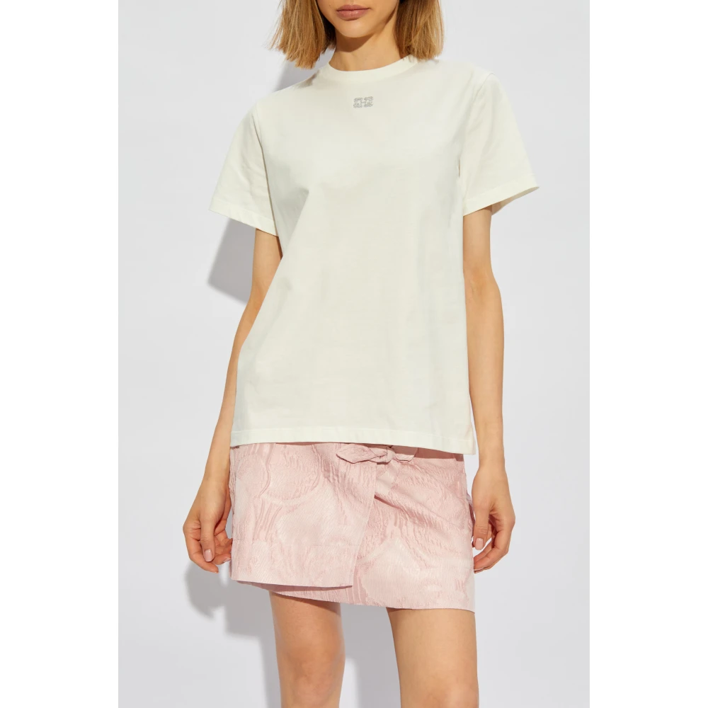 Ganni Logo T-shirt White Dames
