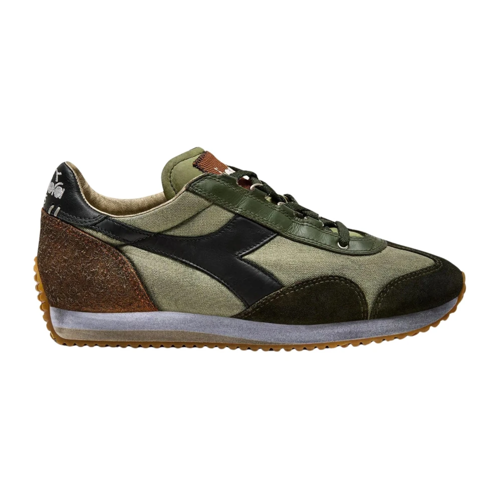 Diadora Vintage Stijl Sneaker Stone Washed Heren Schoenen Groen