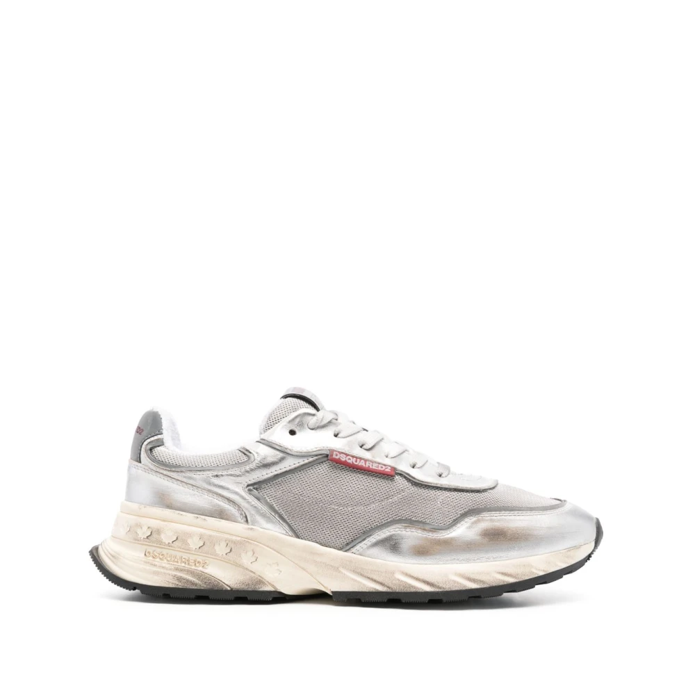 Dsquared2 Men's Gray Silver Sprinter Trainers With Reflective Details - Sneakers - 6 Uk - Shoes