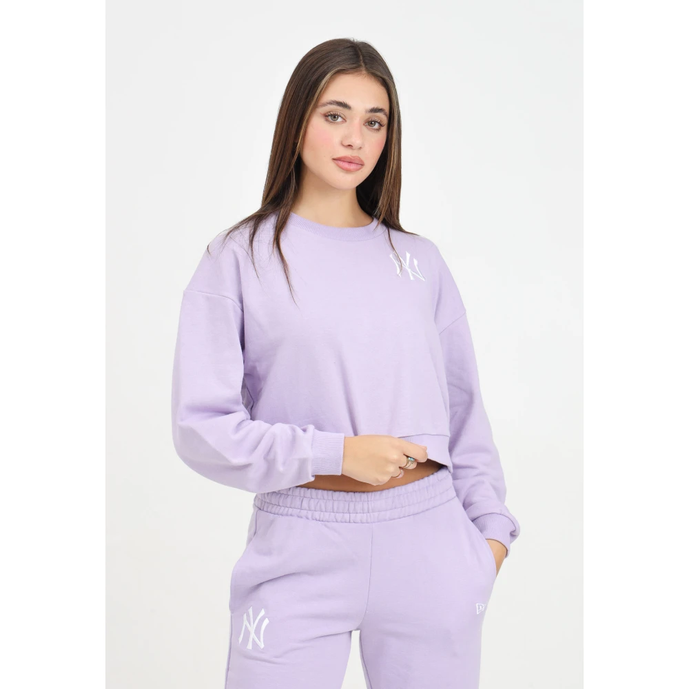 new era Paarse Crop Crew Neck Sweatshirt Purple Dames
