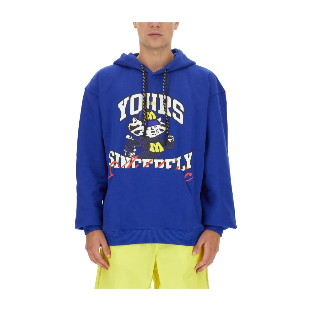 Msgm Hoodie met logo voor mannen Blue Heren