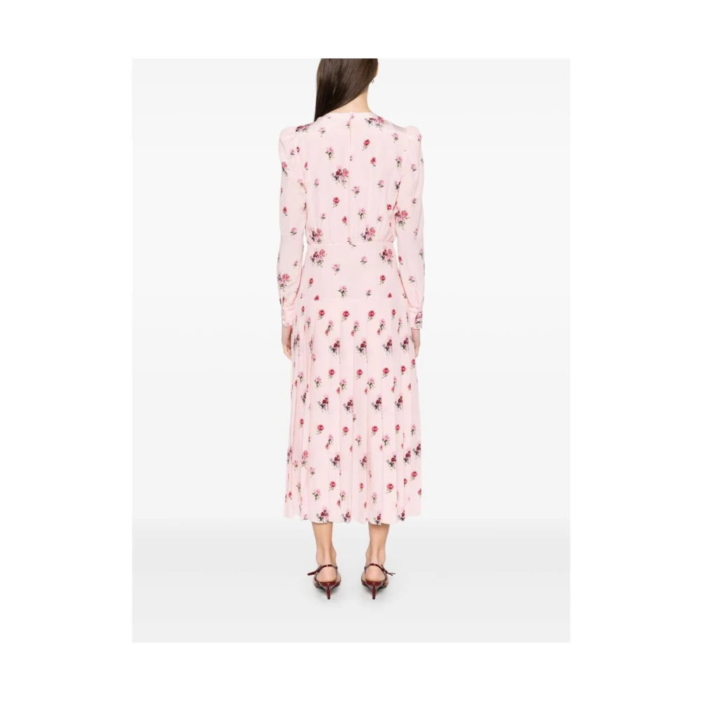 Alessandra Rich Roze Strik Detail Lange Mouw Jurk Pink Dames