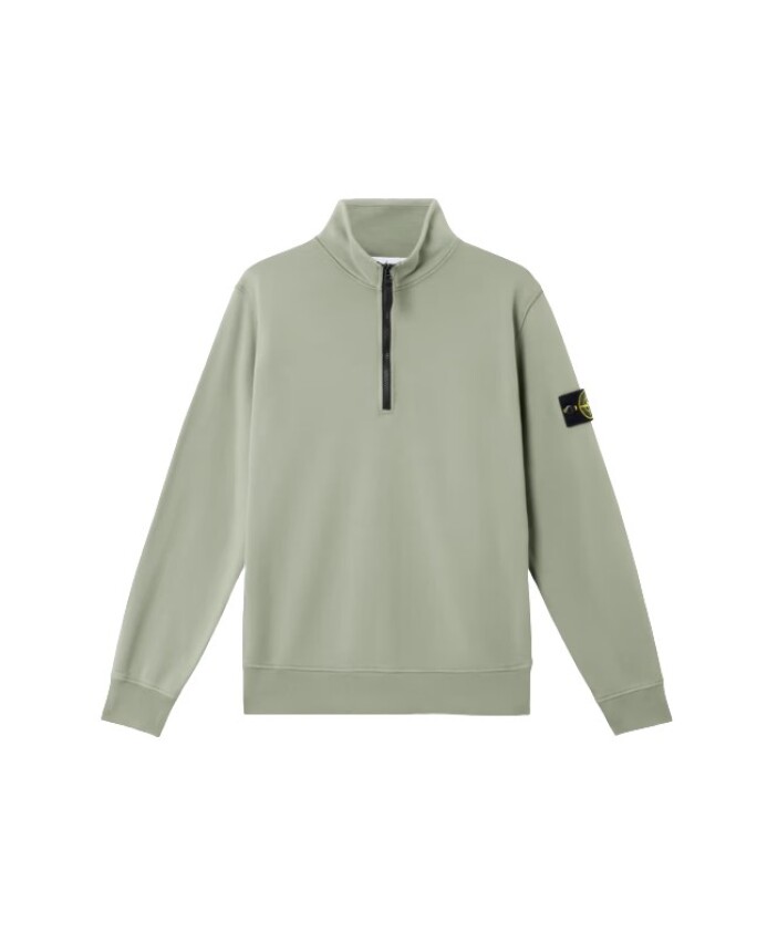 sweat-a-demi-zip-en-coton-vert