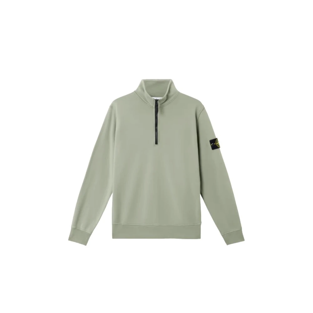 Stone Island Groene Half Zip Katoenen Sweatshirt Green Heren