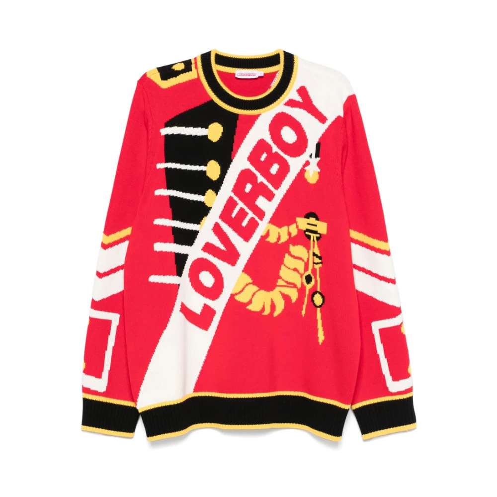 Loverboy by Charles Jeffrey Rode Crew Neck Sweater Trompe L'oeil Multicolor Heren