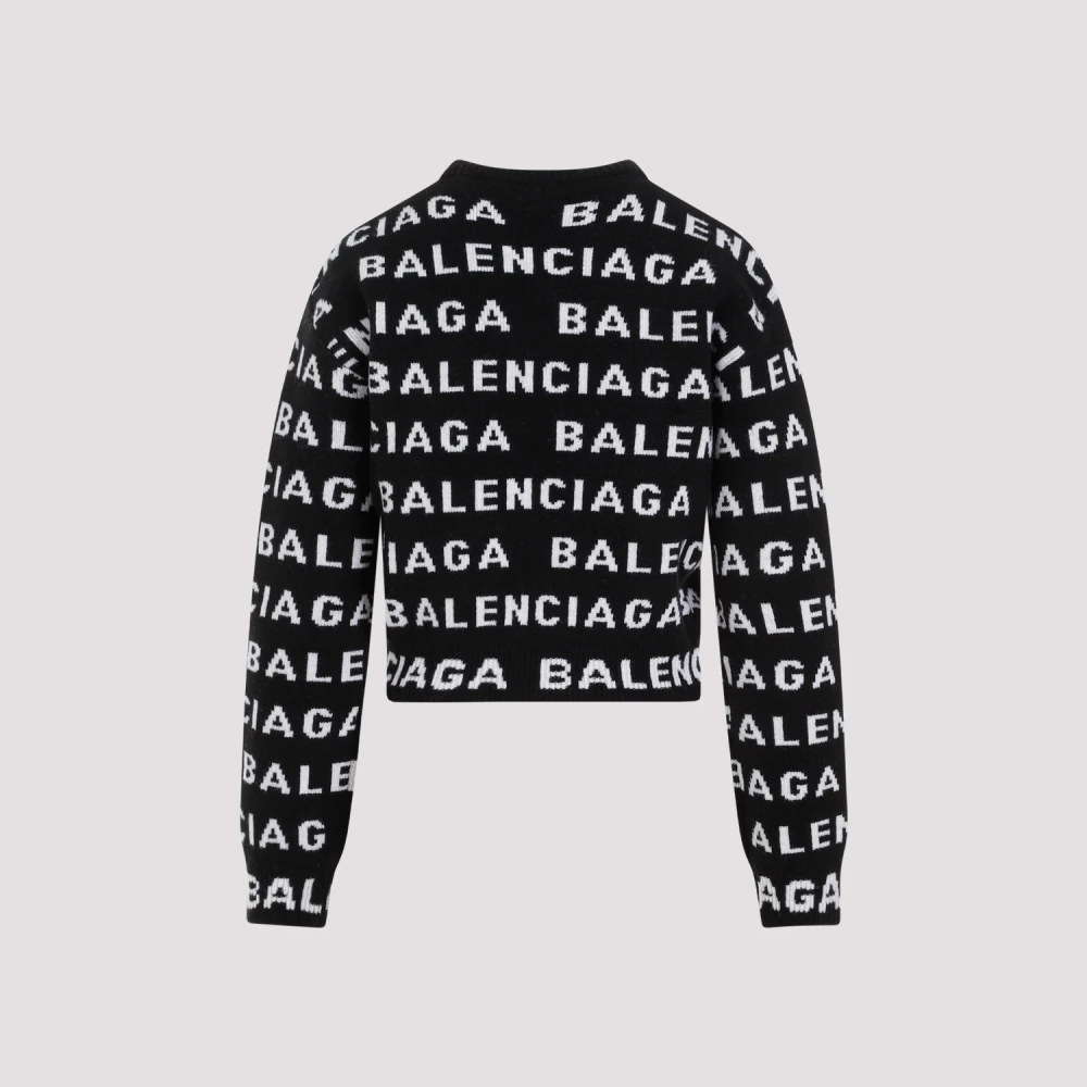 Balenciaga Wol Pullover Zwart Wit Multicolor Dames