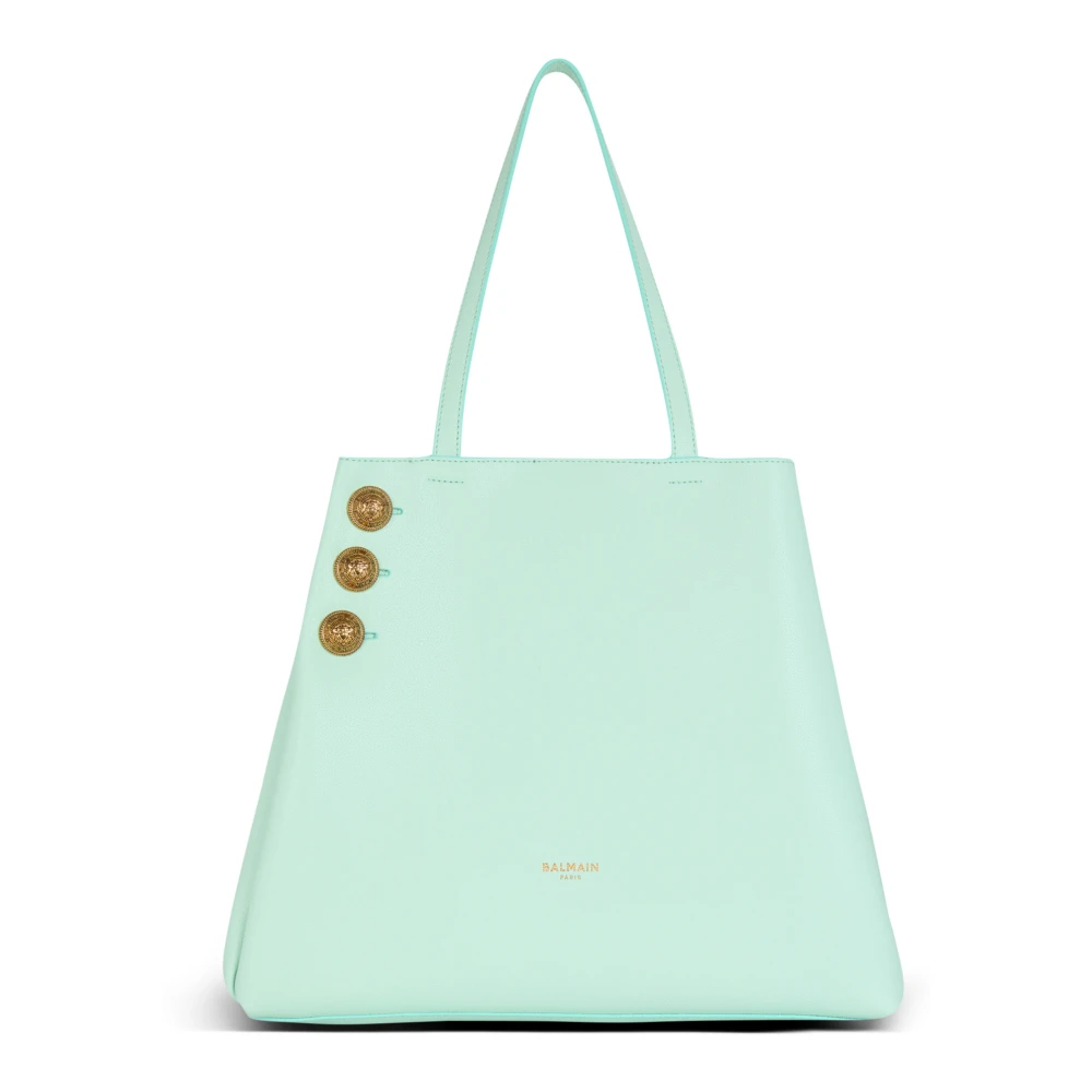 Balmain Emblème tote bag van generfd kalfsleer Blue Dames