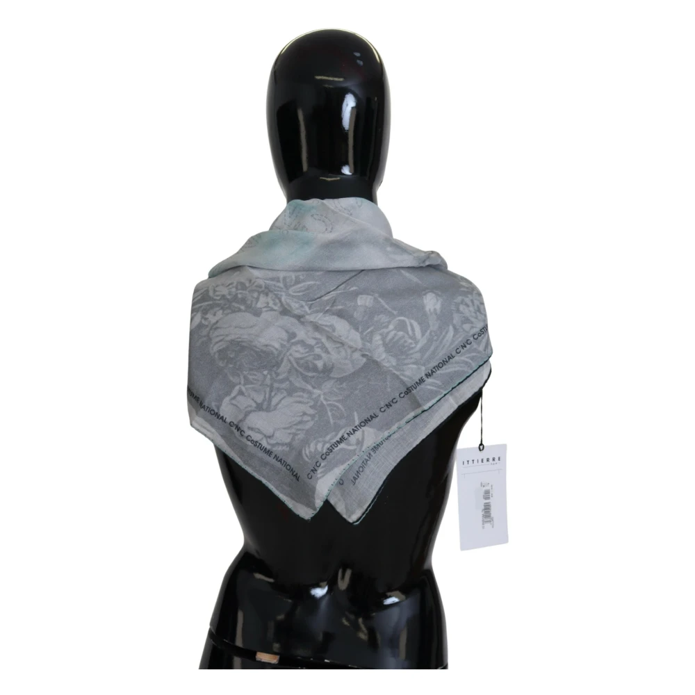 Costume National Luxe Grijs Logo Vierkante Sjaal Gray Dames