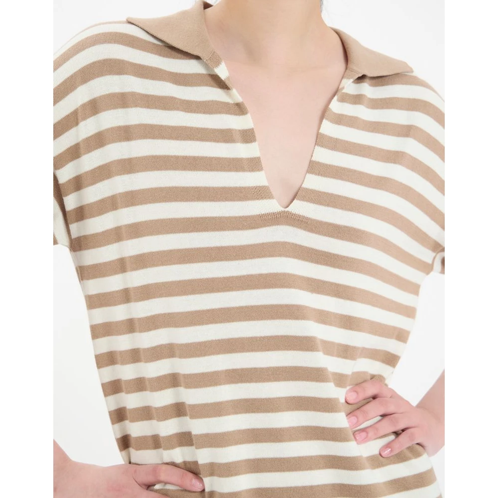 Ines De La Fressange Paris Océane katoenen gestreepte jurk Beige Dames