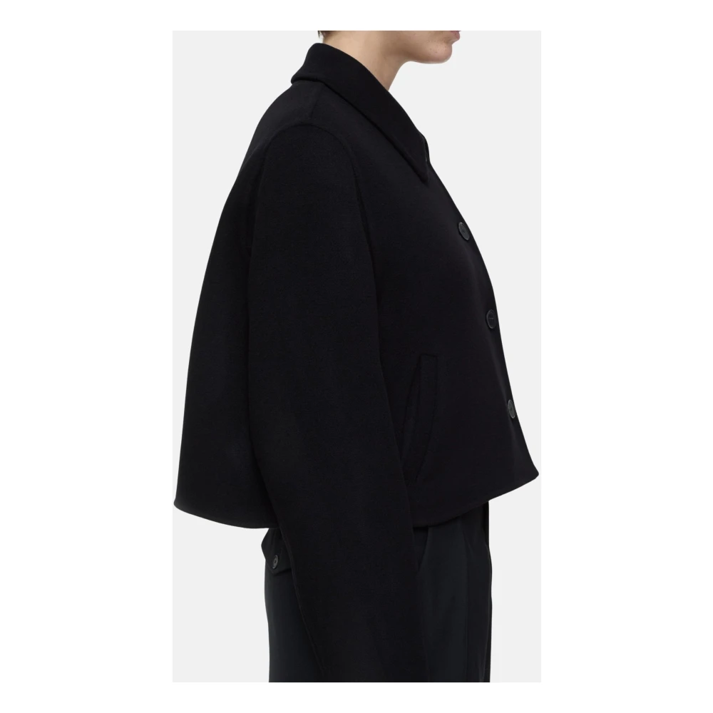 closed Geknipte Boxy Overhemdkraag Jas Black Dames